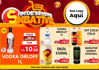 Modelo de Encarte para Encarte A4 Horizontal com o tema Fim de Semana Imbatível para Distribuidora de bebidas