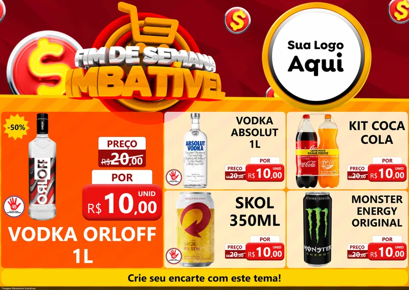 Modelo de Encarte para Encarte A4 Horizontal com o tema Fim de Semana Imbatível para Distribuidora de bebidas