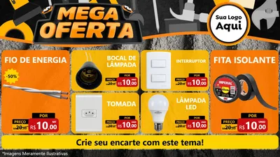 Modelo de TV para TV Horizontal com o tema Mega Oferta para Materiais Elétricos