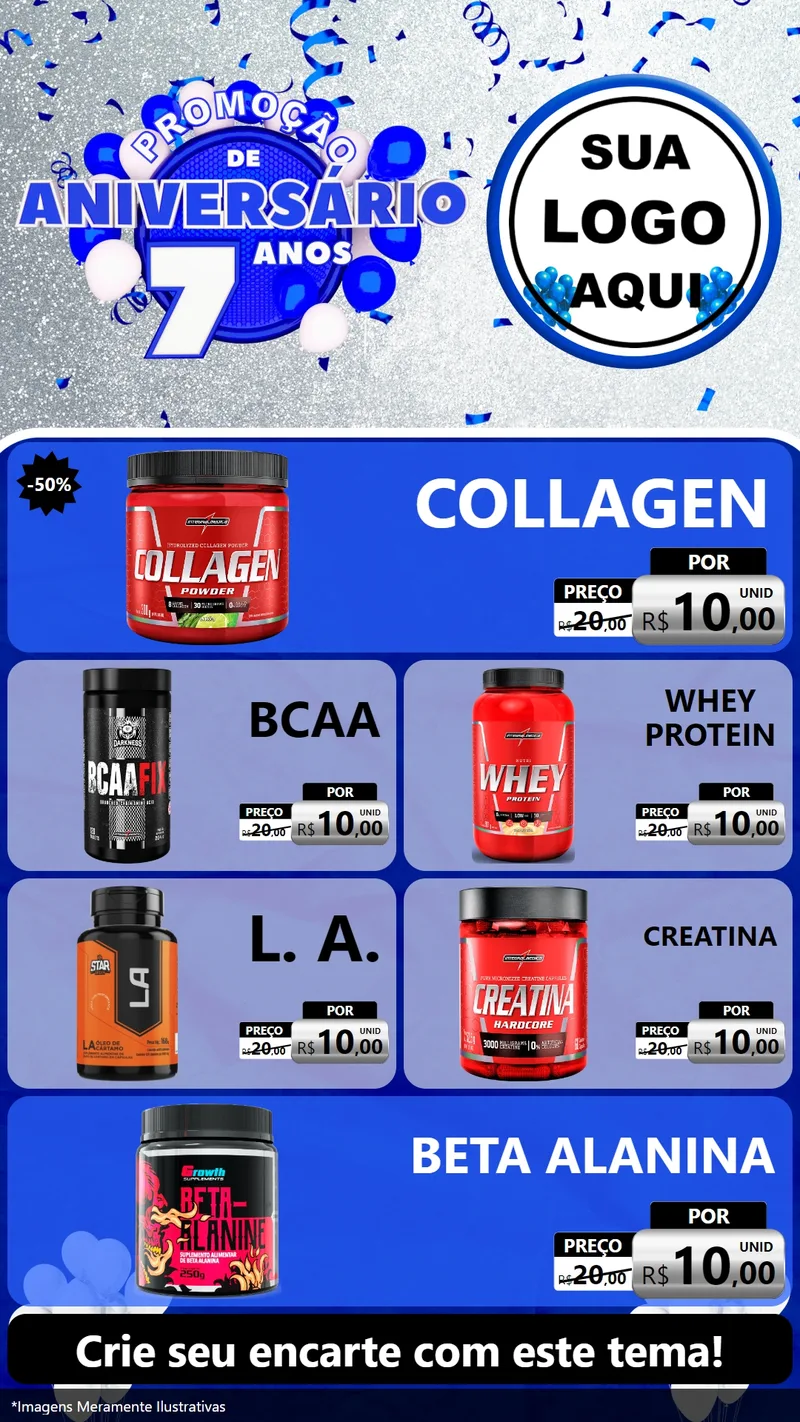 Modelo de TV para TV Vertical com o tema Promoção de Aniversário - 7 Anos para Suplementos alimentares
