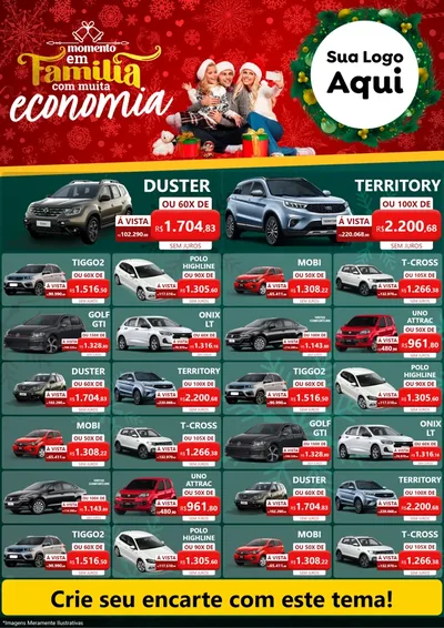 Modelo de Encarte para Encarte A4 Vertical com o tema Momento em Família (Natal) para Concessionaria de Carros