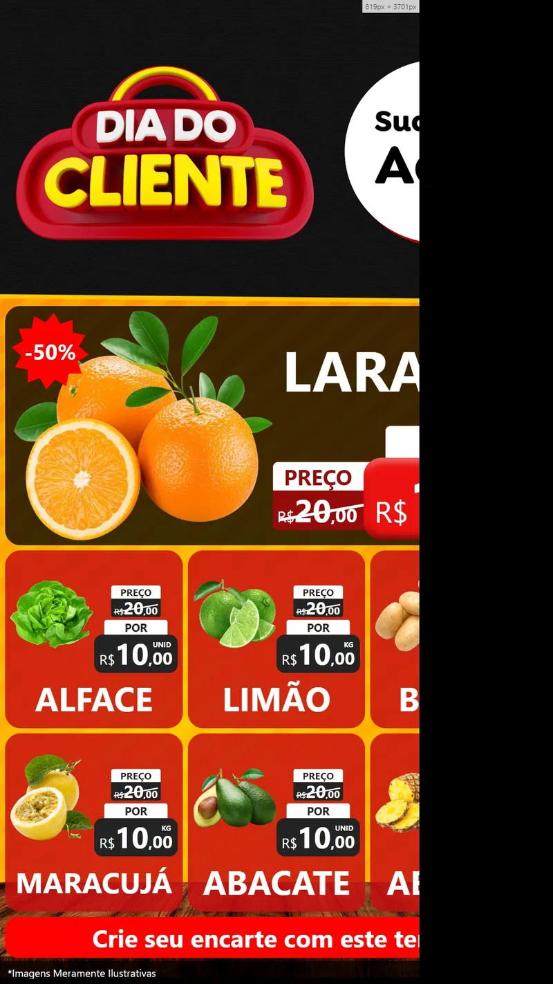 Modelo de Rede Social para Stories com o tema Dia do Cliente para Hortifrúti