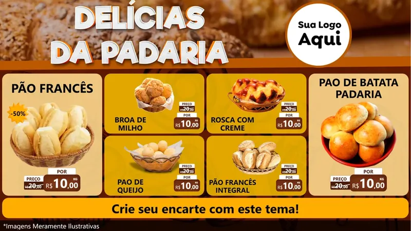 Modelo de TV para TV Horizontal com o tema Delícias da padaria para Padaria