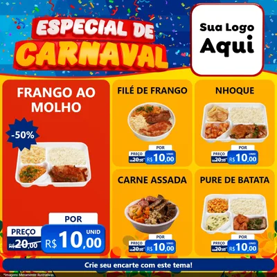 Modelo de Rede Social para Feed Facebook com o tema Especial de Carnaval para Restaurante
