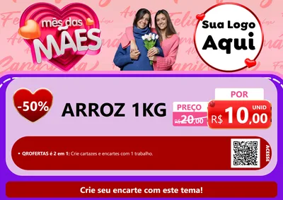 Modelo de Cartaz para Cartaz A4 Horizontal com o tema Mês Das Mães para Supermercado