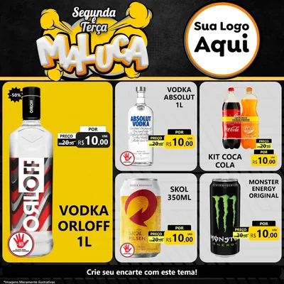Modelo de Rede Social para Feed Facebook com o tema Segunda e Terça Maluca para Distribuidora de bebidas