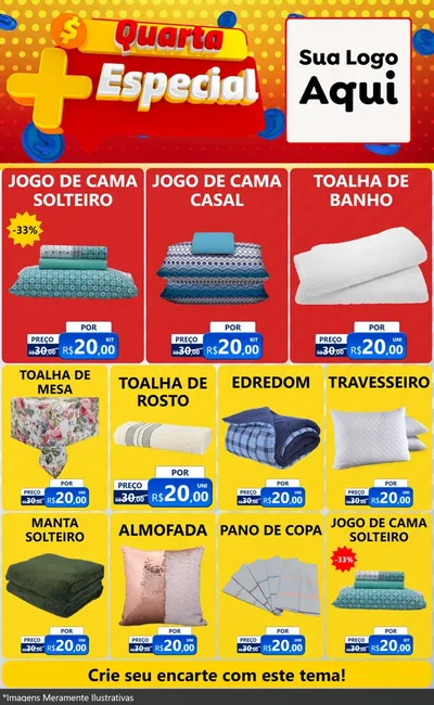 Modelo de Encarte para Encarte Grande com o tema Quarta Mais Especial para Cama, Mesa e Banho