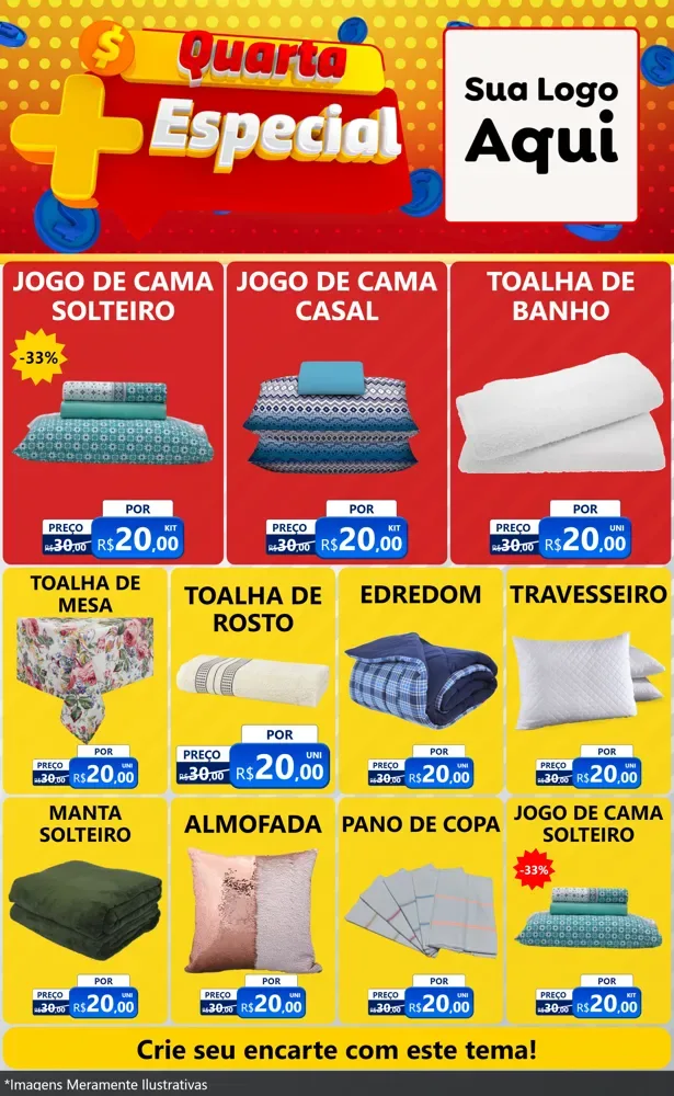 Modelo de Encarte para Encarte Grande com o tema Quarta Mais Especial para Cama, Mesa e Banho