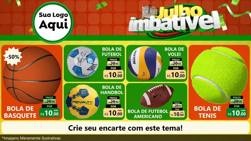 Modelo de TV para TV Horizontal com o tema Julho Imbatível para Artigos Esportivos