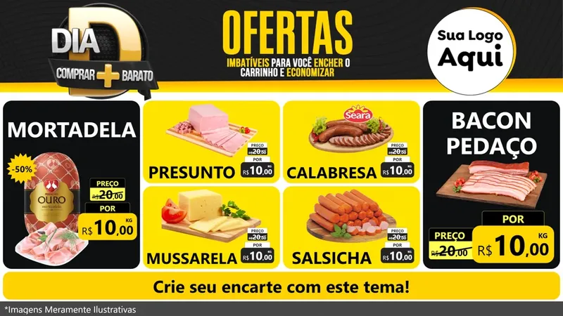 Modelo de TV para TV Horizontal com o tema Dia D Mais Economia para Frios e Laticínios