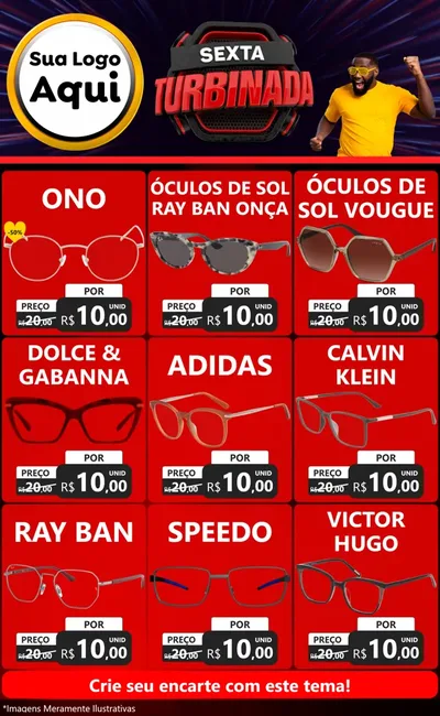 Modelo de Encarte para Encarte Grande com o tema Sexta Turbinada para Óticas