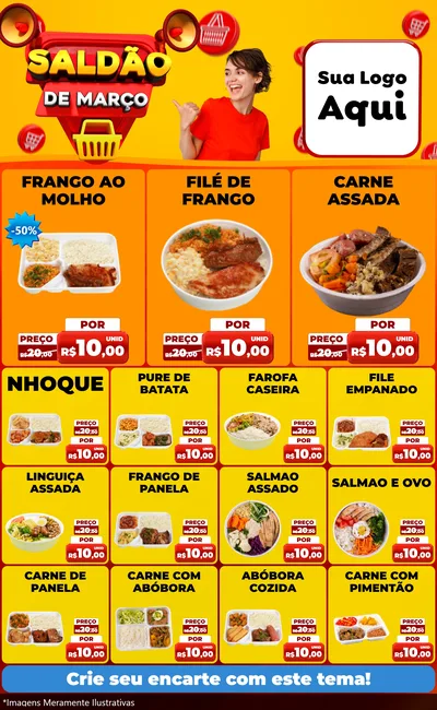 Modelo de Encarte para Encarte Grande com o tema Saldão de Março para Restaurante