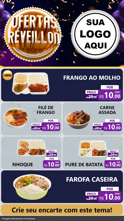 Modelo de TV para TV Vertical com o tema Ofertas de Réveillon para Restaurante