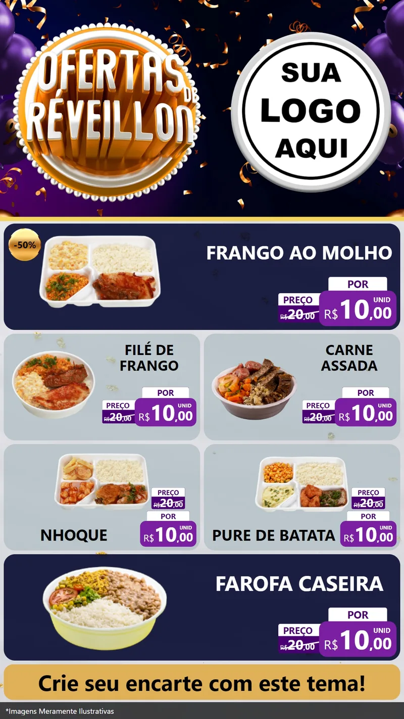 Modelo de TV para TV Vertical com o tema Ofertas de Réveillon para Restaurante