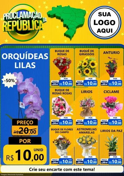 Modelo de Encarte para Encarte A4 Vertical com o tema Proclamação da República para Floricultura e jardim