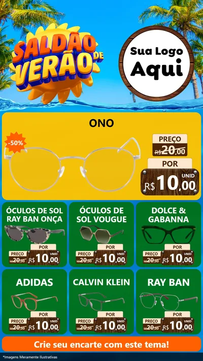 Modelo de Rede Social para Stories com o tema Saldão de Verão para Óticas