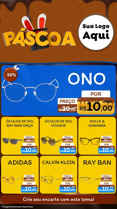 Modelo de Rede Social para Stories com o tema Páscoa para Óticas
