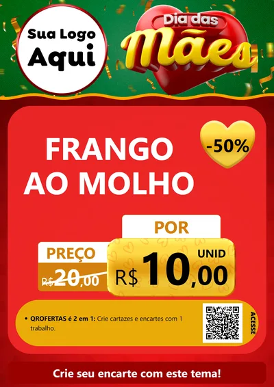 Modelo de Cartaz para Cartaz A4 Vertical com o tema Dia das Mães para Restaurante