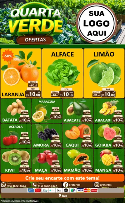 Modelo de Encarte para Encarte Grande com o tema Quarta Verde Ofertas para Hortifrúti