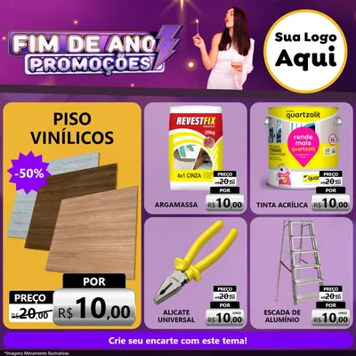 Modelo de Rede Social para Feed Facebook com o tema Fim de Ano Promoções para Material para Construção