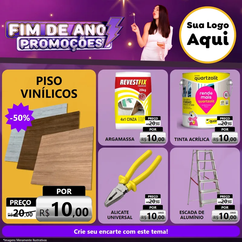Modelo de Rede Social para Feed Facebook com o tema Fim de Ano Promoções para Material para Construção