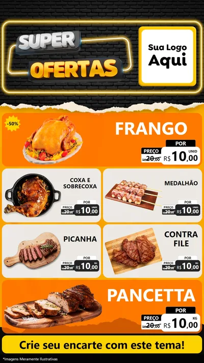 Modelo de TV para TV Vertical com o tema Super Ofertas para Assados