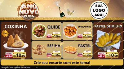 Modelo de TV para TV Horizontal com o tema Feliz Ano Novo 2027 para Salgadaria