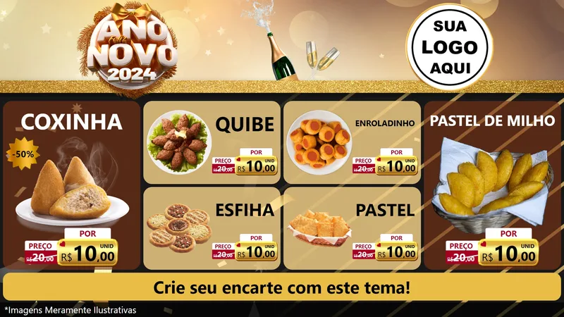 Modelo de TV para TV Horizontal com o tema Feliz Ano Novo 2027 para Salgadaria