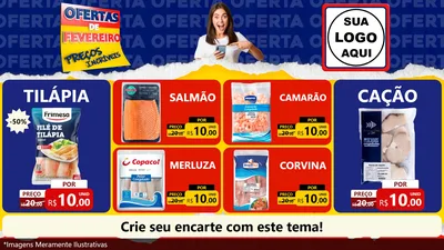 Modelo de TV para TV Horizontal com o tema Ofertas de Fevereiro - Preços Incríveis para Peixaria
