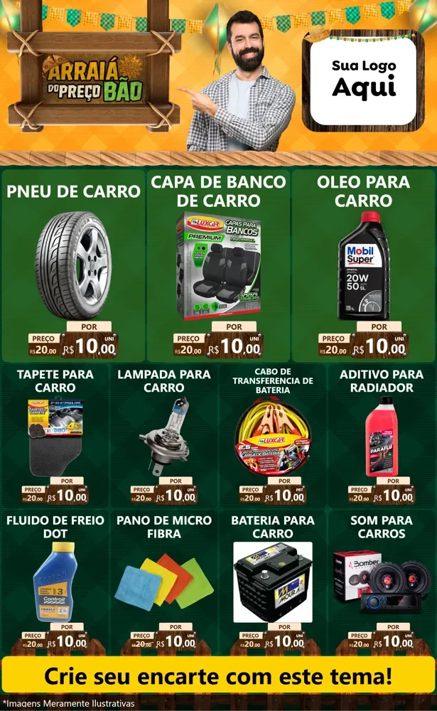 Modelo de Encarte para Encarte Grande com o tema Arraiá do preço bão para Auto peças