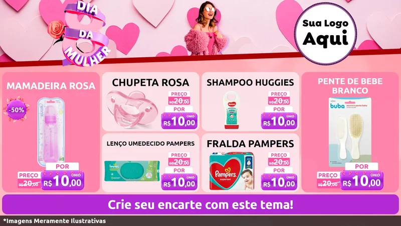 Modelo de TV para TV Horizontal com o tema Dia da Mulher para Bebês