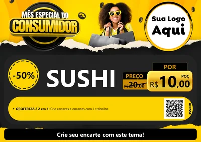 Modelo de Cartaz para Cartaz A4 Horizontal com o tema Mês Especial do Consumidor para Comida japonesa