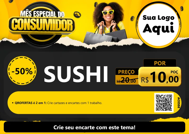 Modelo de Cartaz para Cartaz A4 Horizontal com o tema Mês Especial do Consumidor para Comida japonesa