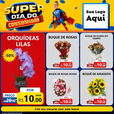 Modelo de Rede Social para Feed Facebook com o tema Super Dia do Consumidor para Floricultura e jardim