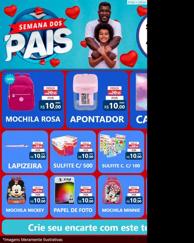 Modelo de Rede Social para Feed Instagram com o tema Semana Dos Pais para Papelaria