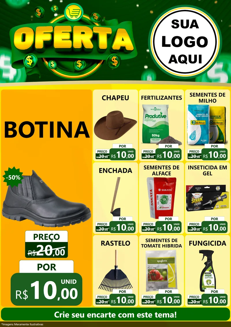 Modelo de Encarte para Encarte A4 Vertical com o tema Oferta para Agropecuária