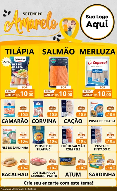 Modelo de Encarte para Encarte Grande com o tema Setembro Amarelo para Peixaria