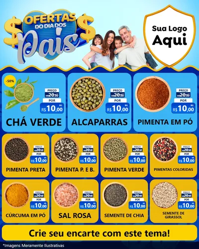 Modelo de Rede Social para Feed Instagram com o tema Ofertas do Dia dos Pais para Produtos Naturais