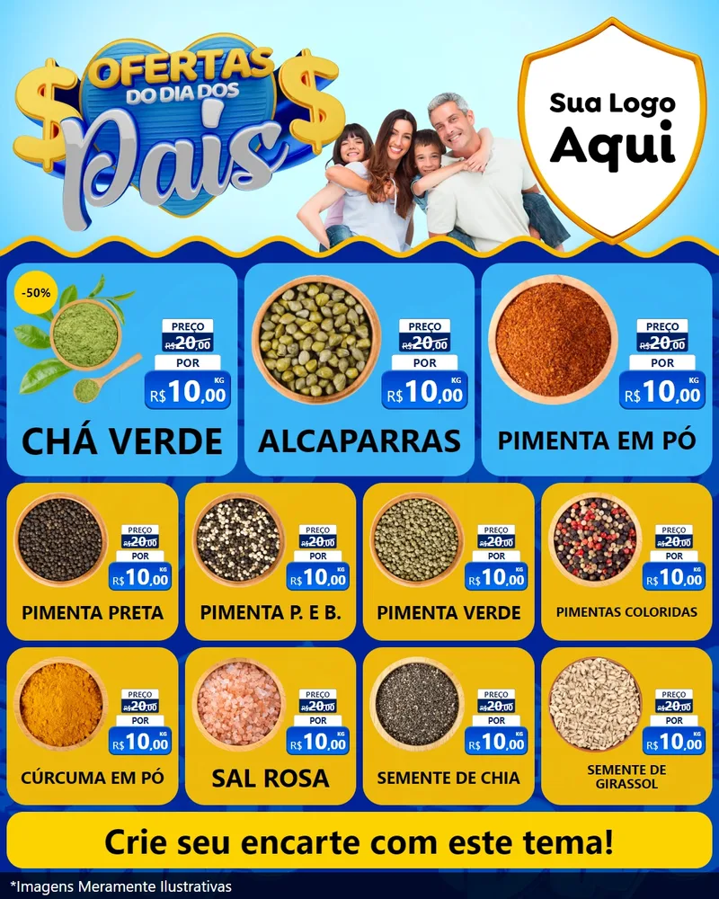 Modelo de Rede Social para Feed Instagram com o tema Ofertas do Dia dos Pais para Produtos Naturais