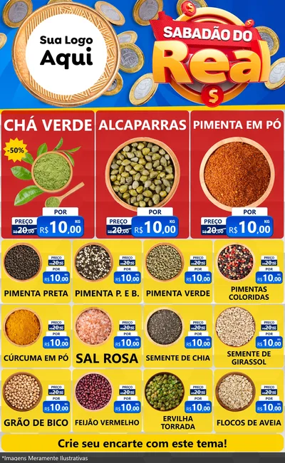 Modelo de Encarte para Encarte Grande com o tema Sabadão do Real para Produtos Naturais