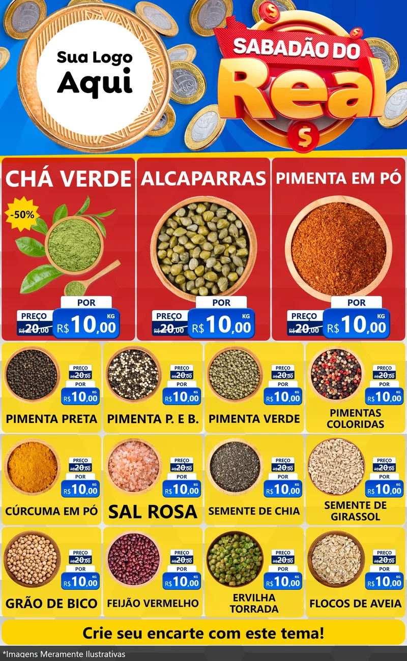 Modelo de Encarte para Encarte Grande com o tema Sabadão do Real para Produtos Naturais
