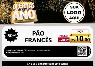 Modelo de Cartaz para Cartaz A4 Horizontal com o tema Ofertas de Fim de Ano para Padaria