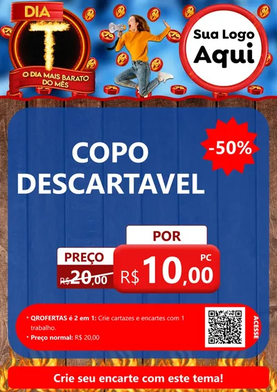 Modelo de Cartaz para Cartaz A4 Vertical com o tema Dia T - O Dia Mais Barato Do Mês para Embalagens