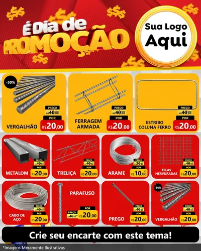 Modelo de Rede Social para Feed Instagram com o tema É Dia De Promoção para Ferragens