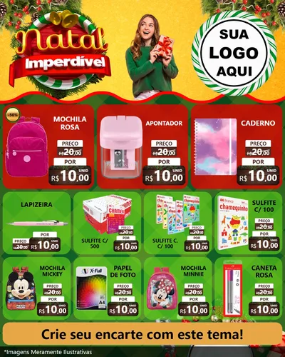 Modelo de Rede Social para Feed Instagram com o tema Natal Imperdível para Papelaria