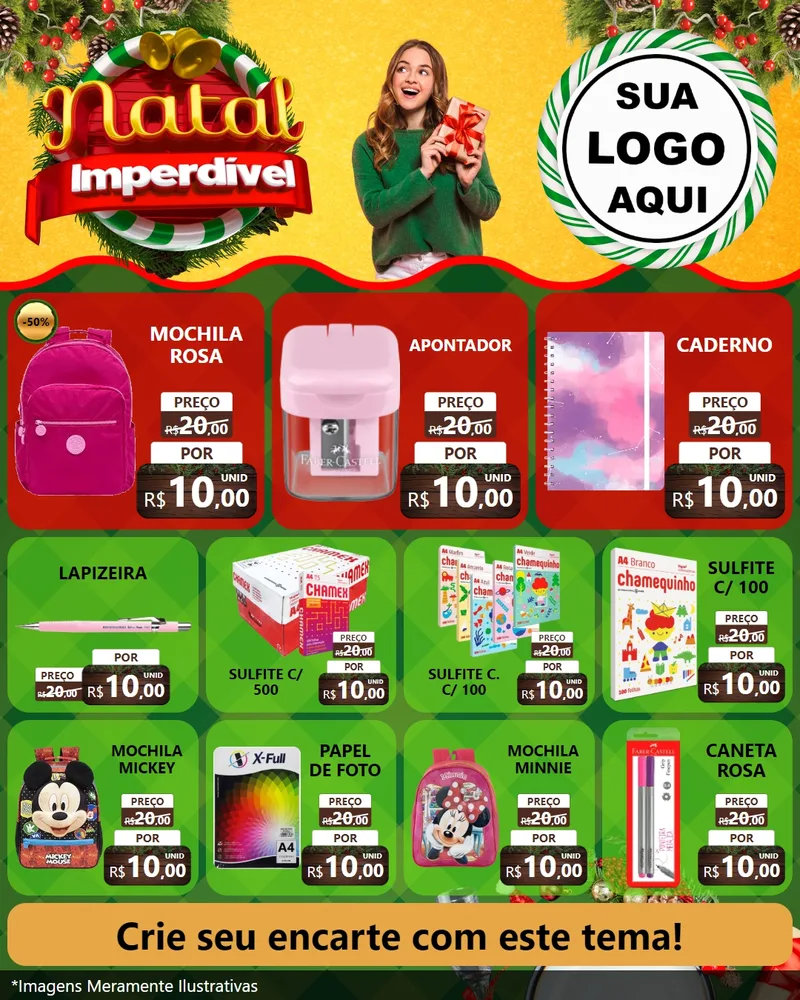 Modelo de Rede Social para Feed Instagram com o tema Natal Imperdível para Papelaria