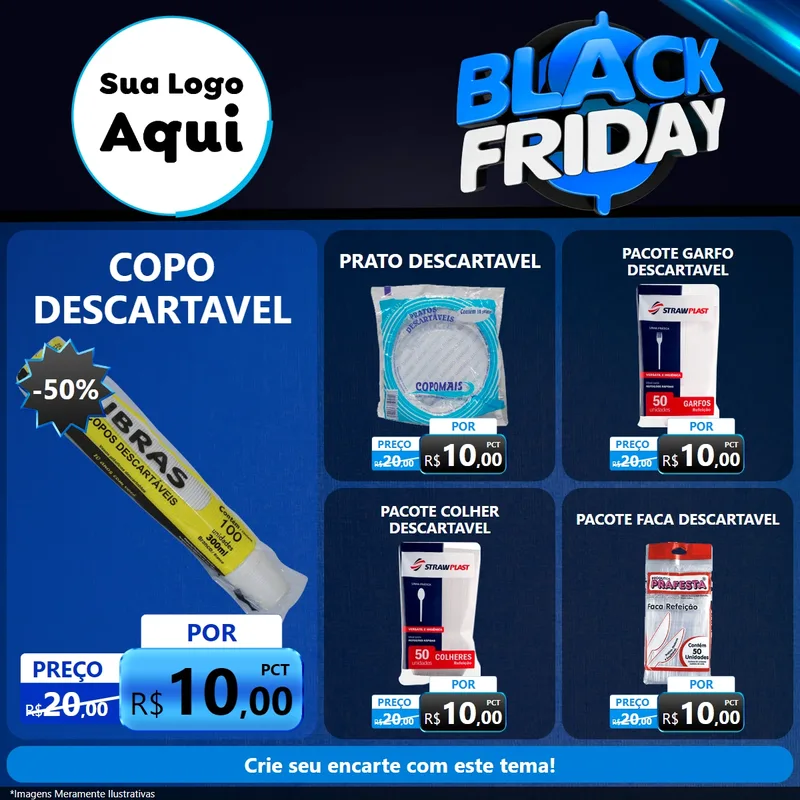 Modelo de Rede Social para Feed Facebook com o tema Black Friday para Embalagens