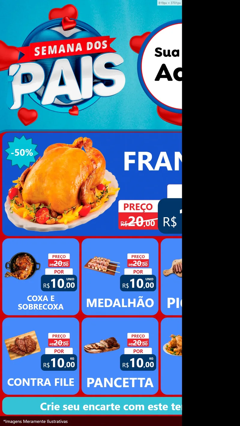 Modelo de Rede Social para Stories com o tema Semana Dos Pais para Assados