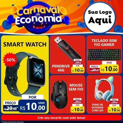 Modelo de Rede Social para Feed Facebook com o tema Carnaval da Economia para Informática