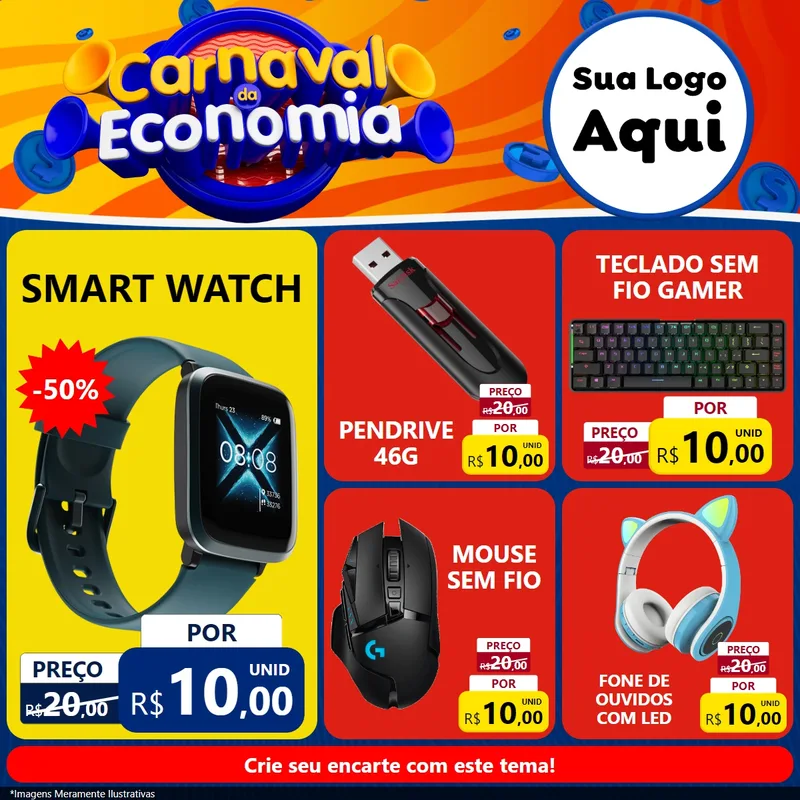 Modelo de Rede Social para Feed Facebook com o tema Carnaval da Economia para Informática